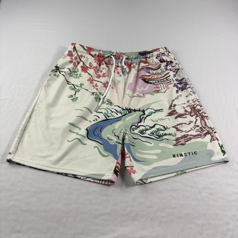 Kinetic Kings Shorts Mens 2XL Ukiyo-e Painting AOP Graphic Athletic Gym Mesh
